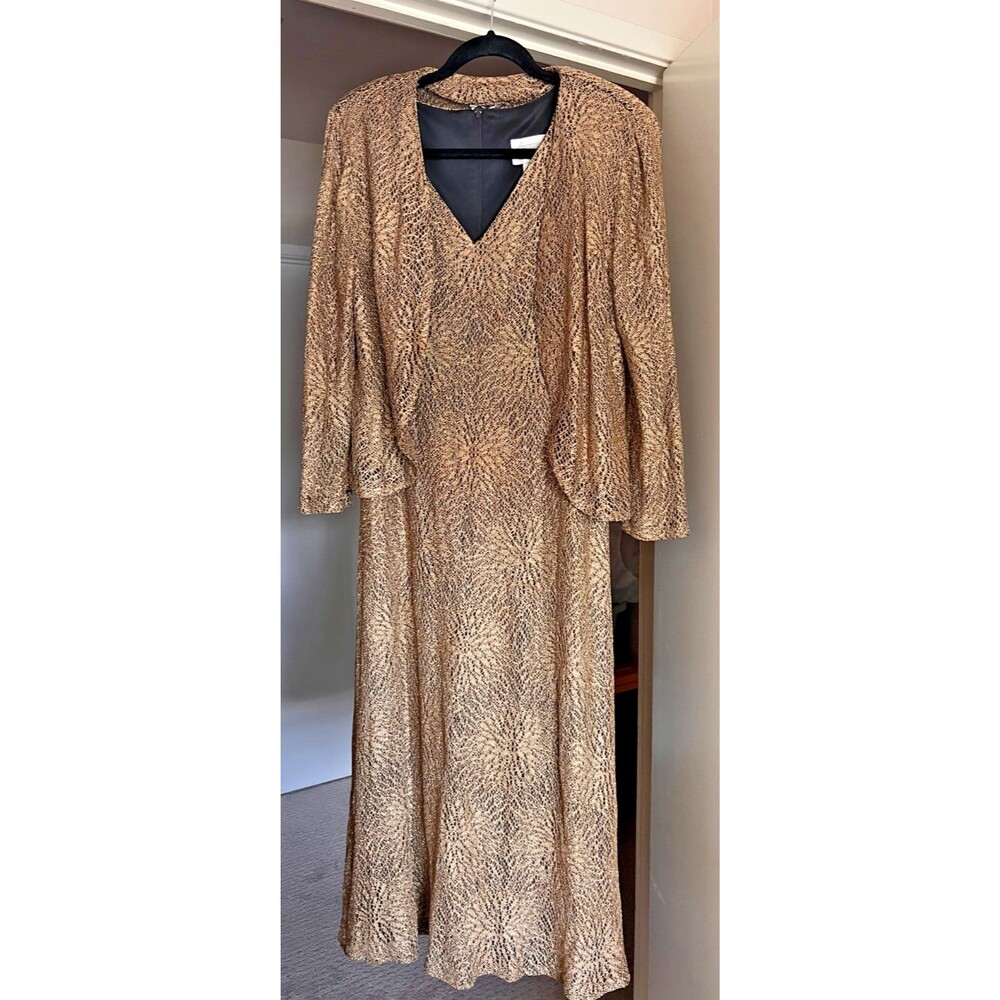 S.L. Fashions Petites Gold Black Dress Set 10P